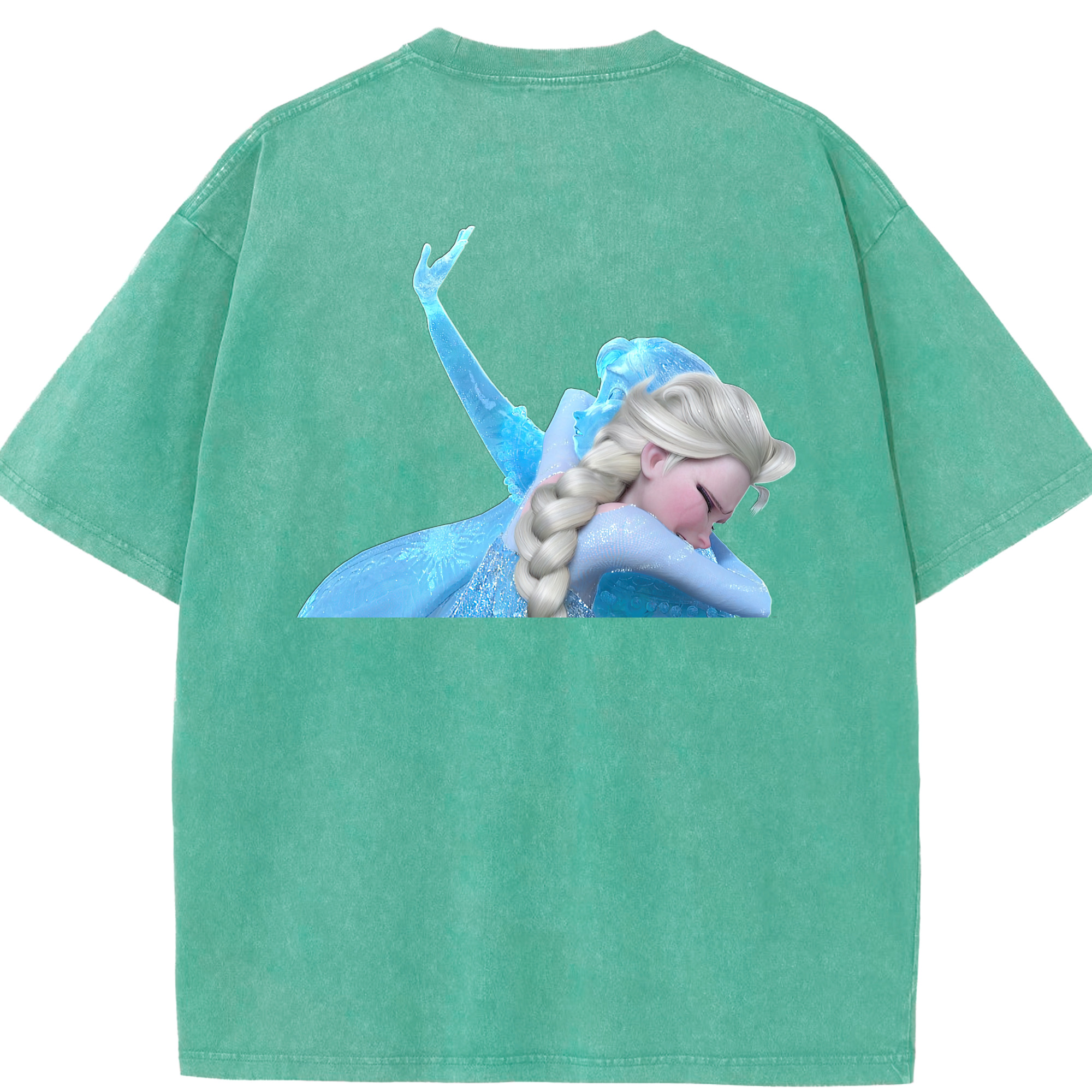 （画像用） アナと雪の女王 アンナ エルサ Frozen Anna Elsa 綿100% ヴィンテージ風 半袖Tシャツ（背面プリント）